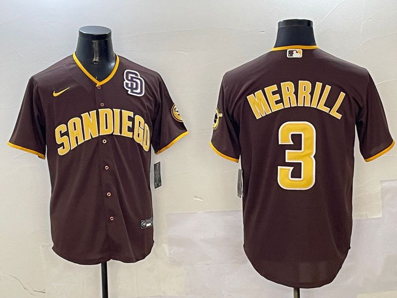 Men San Diego Padres #3 Merrill Brown Game 2025 Nike MLB Jersey style 3